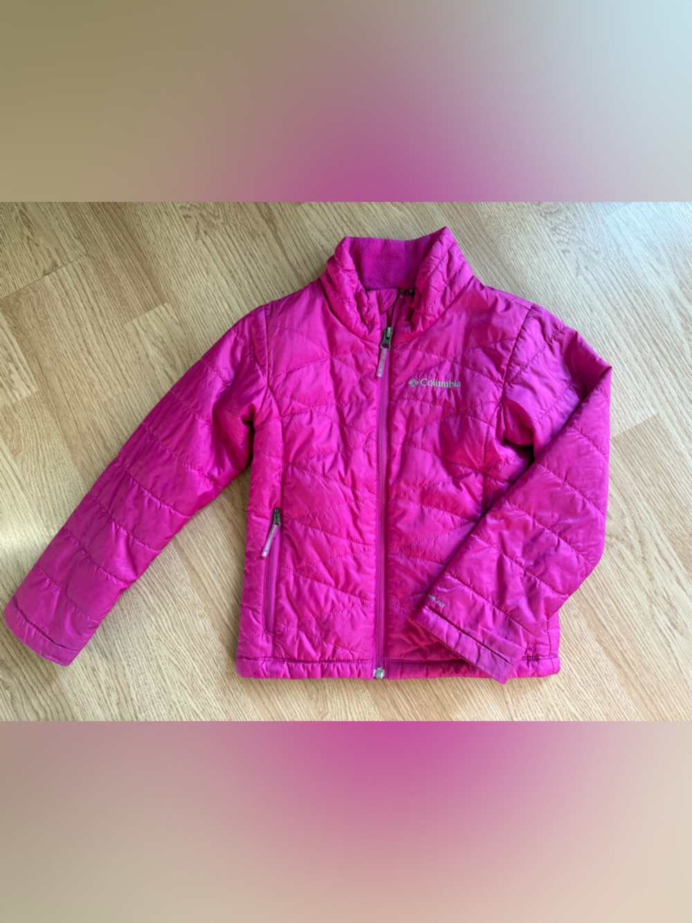 Columbia Omni-Heat Girls Bright Pink Quilted Mid-Weight Puffer Jacket